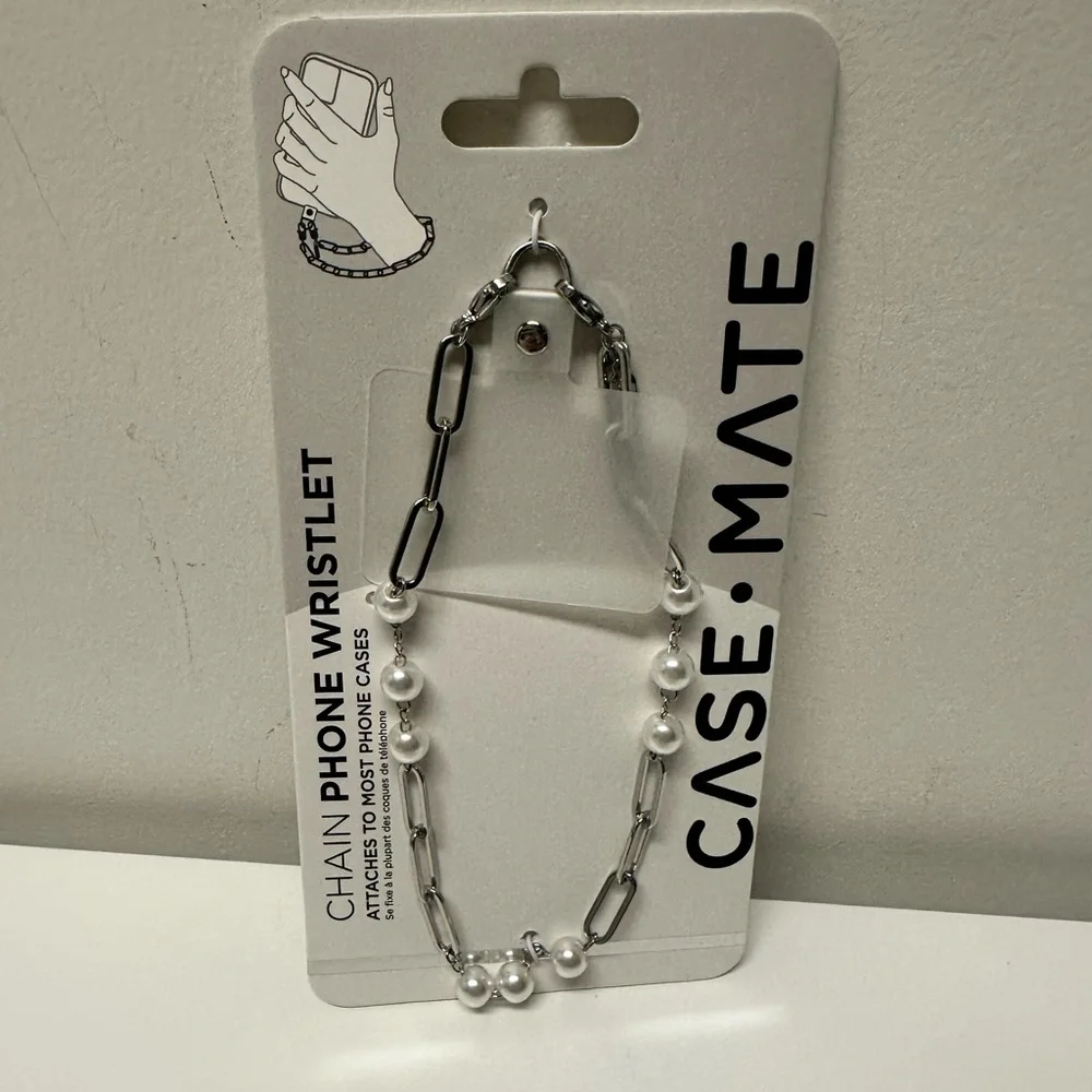 Case-Mate Chain Phone Wristlet Silver Pearl NEW